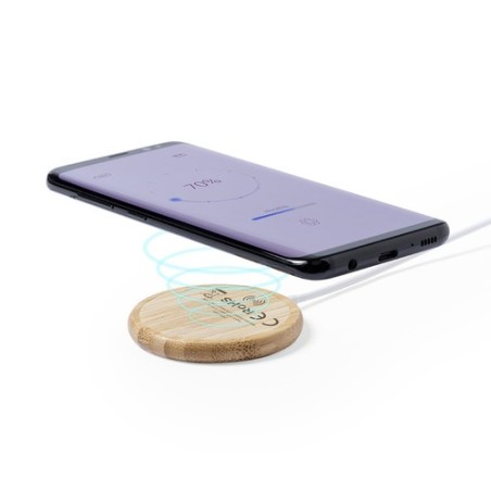 Chargeur Éco-responsable sans Fil Personnalisé Hatawey Matières : bambou impression haute définition
