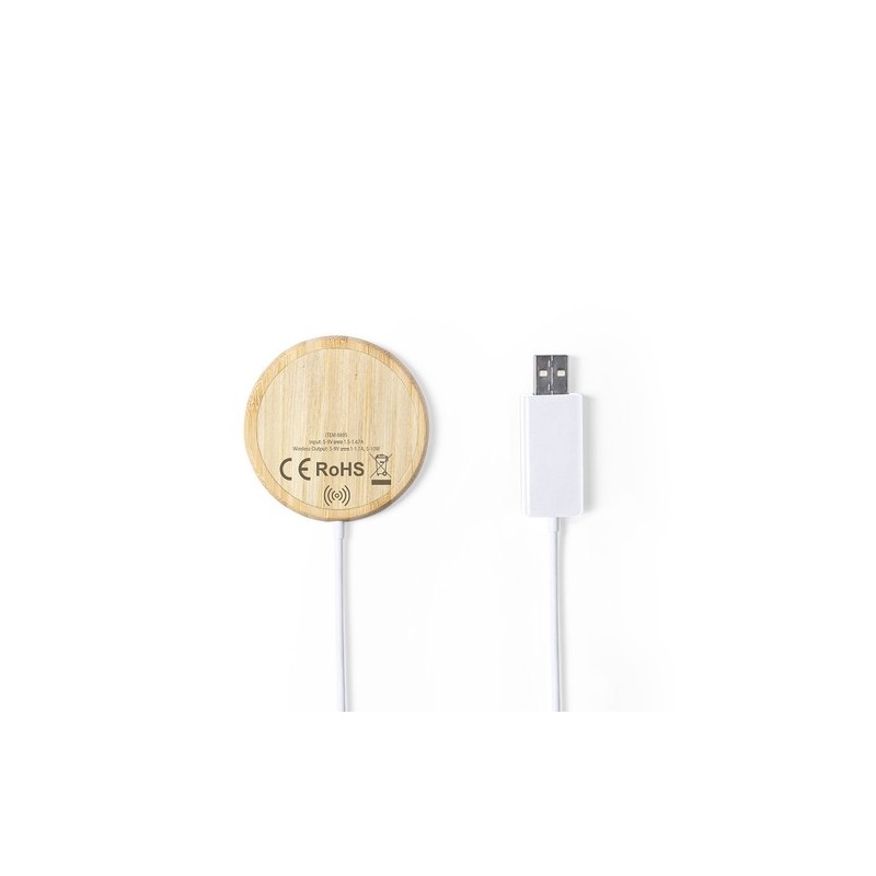 Chargeur Éco-responsable sans Fil Personnalisé Hatawey Matières : bambou marquage laser ultra précis