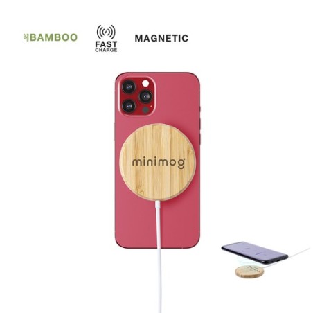 Chargeur Éco-responsable sans Fil Personnalisé Hatawey Matières : bambou cadeau collaborateur premium