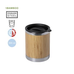 Mug Isotherme Éco-responsable Personnalisé en Verre Thermique Lubon Matières : bambou