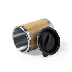 Mug Isotherme Éco-responsable Personnalisé en Verre Thermique Lubon Matières : bambou 2