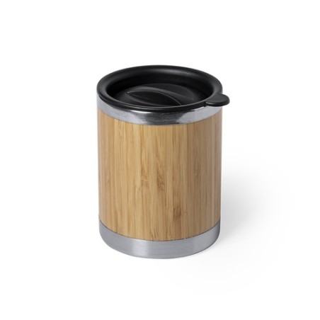 Mug Isotherme Éco-responsable Personnalisé en Verre Thermique Lubon Matières : bambou cadeau entreprise pas cher