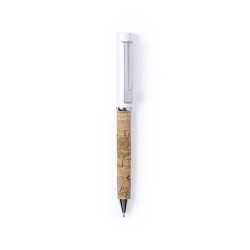 Stylo Élégant Éco-responsable Personnalisé en Écriture - Siliax Matières : liège Couleurs : blanc