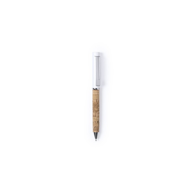 Stylo Élégant Éco-responsable Personnalisé en Écriture - Siliax Matières : liège Couleurs : blanc