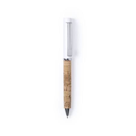 Stylo Élégant Éco-responsable Personnalisé en Écriture - Siliax Matières : liège Couleurs : blanc
