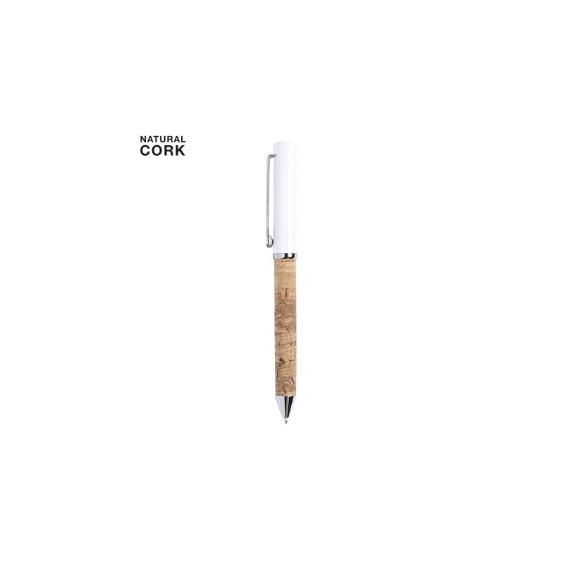 Stylo Élégant Éco-responsable Personnalisé en Écriture - Siliax Matières : liège Couleurs : blanc personnalisable avec votre log