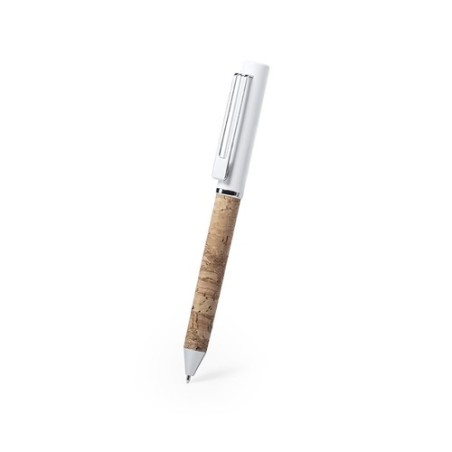 Stylo Élégant Éco-responsable Personnalisé en Écriture - Siliax Matières : liège Couleurs : blanc cadeau entreprise pas cher