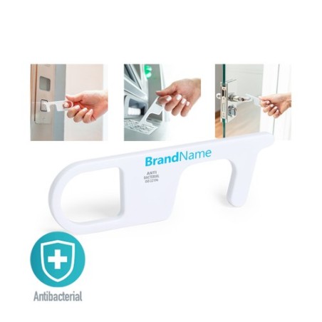 Porte-Clés Antibactérien Anticontact Personnalisé - Riken Couleurs : blanc personnalisable avec votre logo