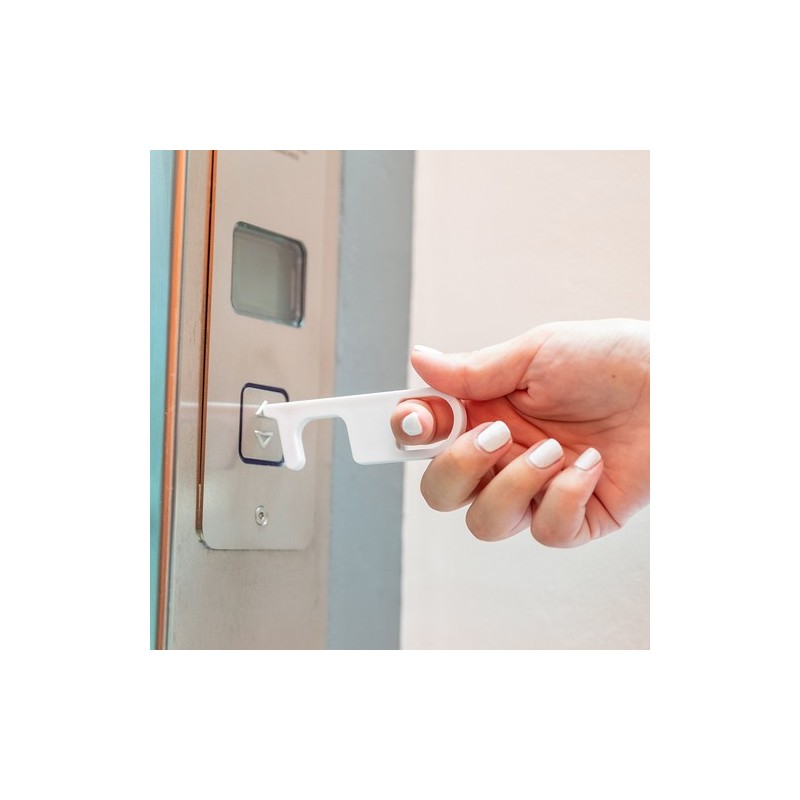 Porte-Clés Antibactérien Anticontact Personnalisé - Riken Couleurs : blanc objet promotionnel éco-responsable