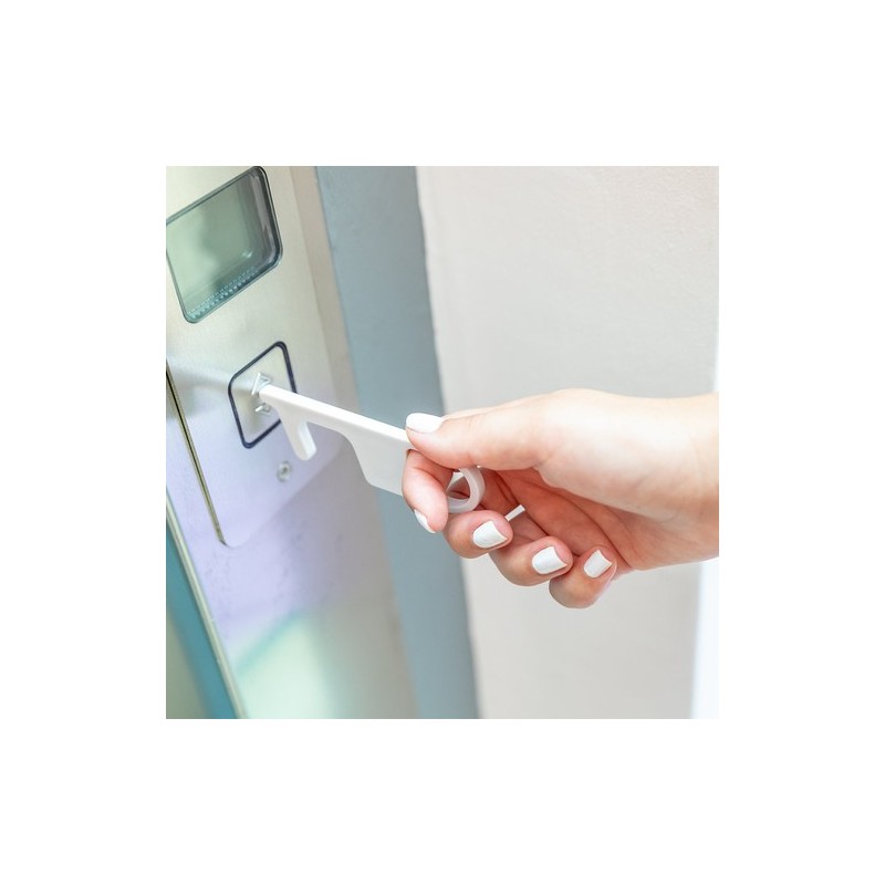 Porte-Clés Antibactérien Anticontact Personnalisé - Riken Couleurs : blanc cadeau collaborateur premium