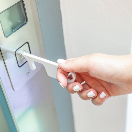 Porte-Clés Antibactérien Anticontact Personnalisé - Riken Couleurs : blanc cadeau collaborateur premium
