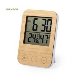 Station Météo Éco-responsable Personnalisée Pas Cher pour Bureau Helein Matières : bambou