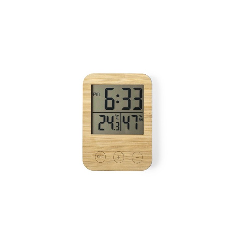 Station Météo Éco-responsable Personnalisée Pas Cher pour Bureau Helein Matières : bambou impression haute définition
