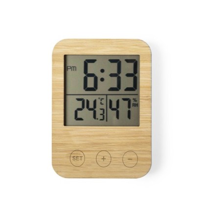 Station Météo Éco-responsable Personnalisée Pas Cher pour Bureau Helein Matières : bambou impression haute définition