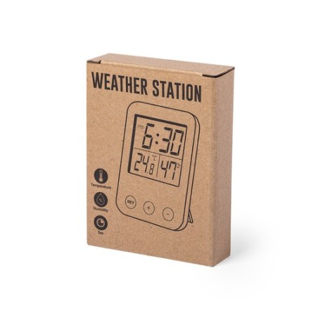 Station Météo Éco-responsable Personnalisée Pas Cher pour Bureau Helein Matières : bambou marquage laser ultra précis