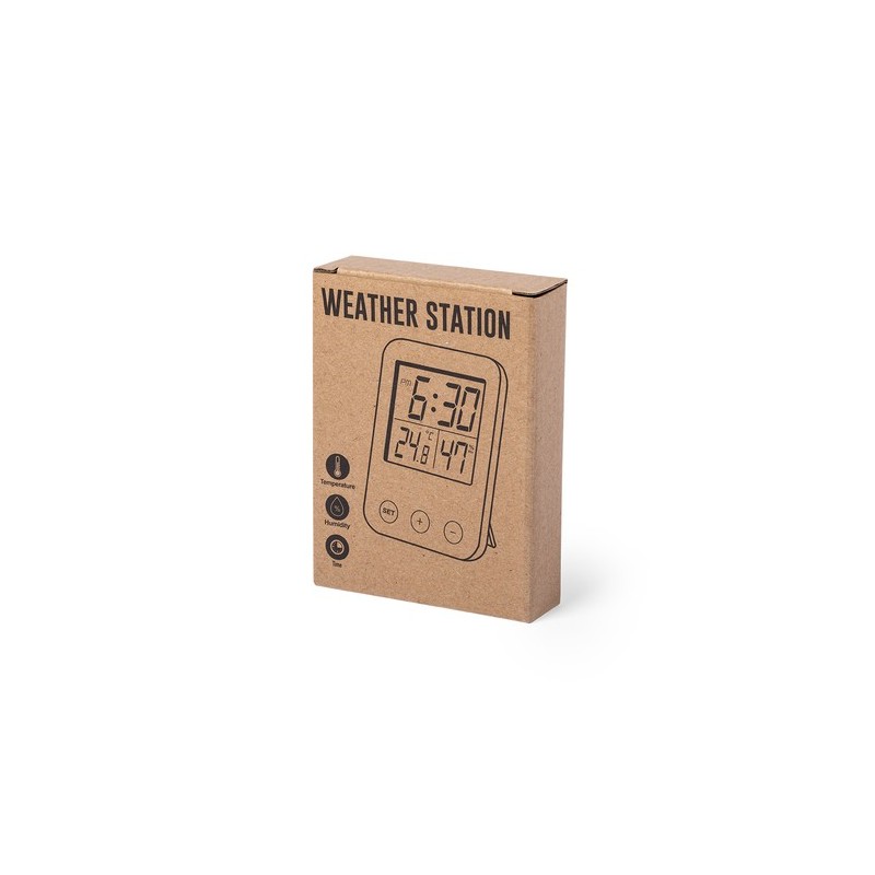 Station Météo Éco-responsable Personnalisée Pas Cher pour Bureau Helein Matières : bambou objet promotionnel éco-responsable