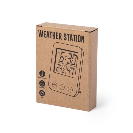 Station Météo Éco-responsable Personnalisée Pas Cher pour Bureau Helein Matières : bambou cadeau collaborateur premium