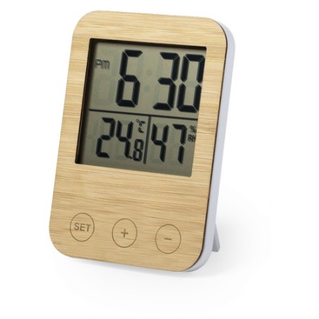 Station Météo Éco-responsable Personnalisée Pas Cher pour Bureau Helein Matières : bambou personnalisation rapide en France