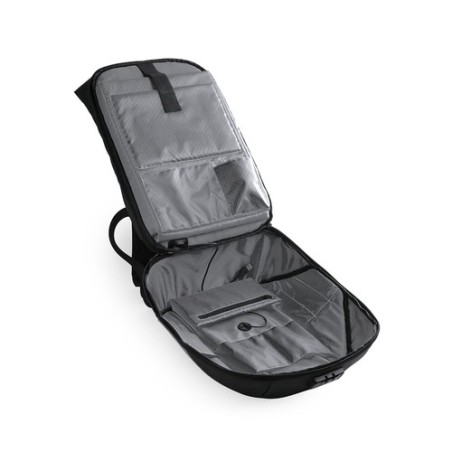 Sac à Dos Éco-responsable Personnalisé avec Chargeur USB Intégré Koneit Matières : polyester Couleurs : gris impression haute dé