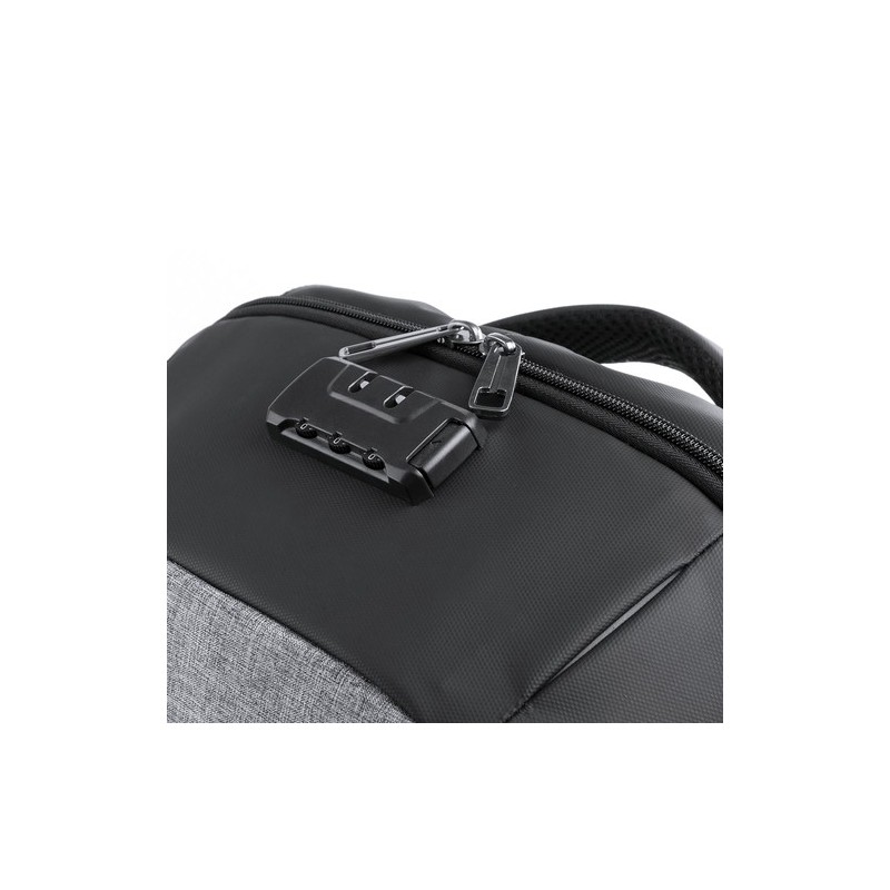 Sac à Dos Éco-responsable Personnalisé avec Chargeur USB Intégré Koneit Matières : polyester Couleurs : gris marquage laser ultr