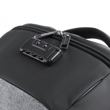 Sac à Dos Éco-responsable Personnalisé avec Chargeur USB Intégré Koneit Matières : polyester Couleurs : gris marquage laser ultr