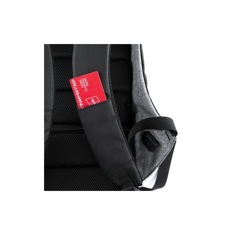 Sac à Dos Éco-responsable Personnalisé avec Chargeur USB Intégré Koneit Matières : polyester Couleurs : gris personnalisation ra