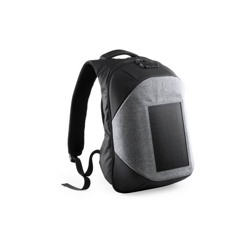 Sac à Dos Éco-responsable Personnalisé avec Chargeur USB Intégré Koneit Matières : polyester Couleurs : gris impression logo hau