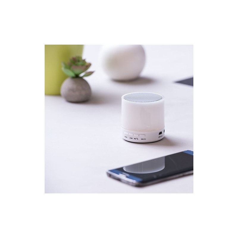 Haut-Parleur Bluetooth et LED Personnalisé pas cher - Stockel Couleurs : blanc objet promotionnel éco-responsable