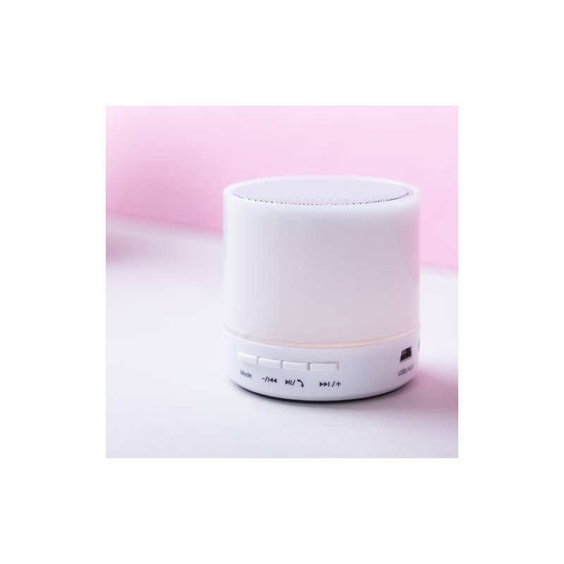 Haut-Parleur Bluetooth et LED Personnalisé pas cher - Stockel Couleurs : blanc cadeau collaborateur premium