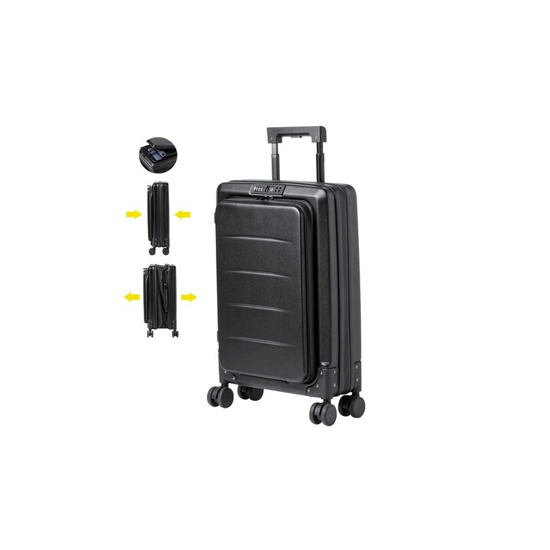Trolley Pliable Personnalisé Éco-responsable Dopkin Matières : ABS Couleurs : noir personnalisable avec votre logo