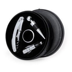 Coffret d'Accessoires à Vin Personnalisé Albion Matières : PU Couleurs : noir cadeau entreprise pas cher