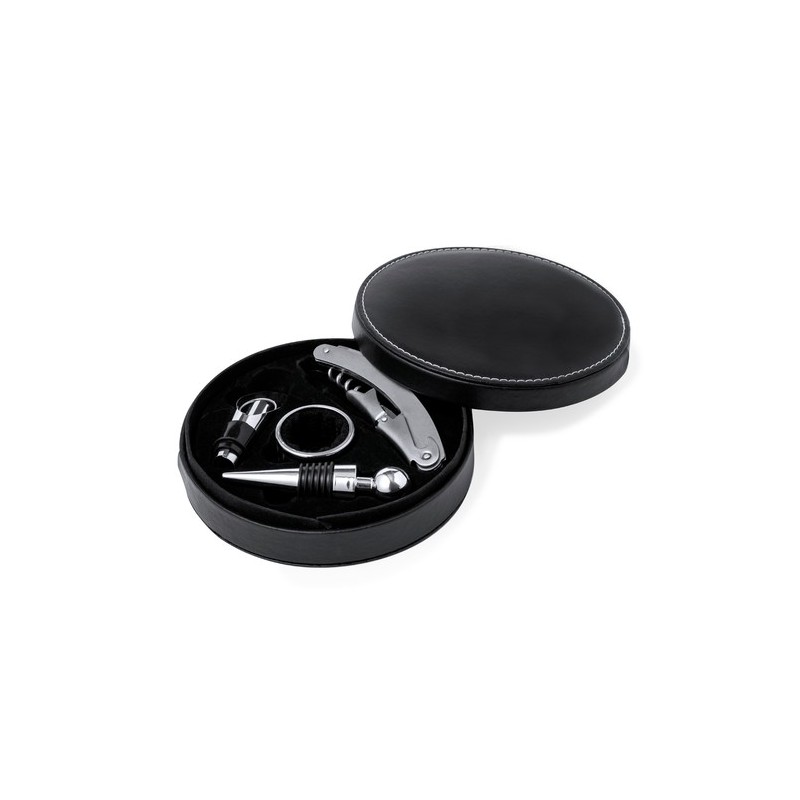 Coffret d'Accessoires à Vin Personnalisé Albion Matières : PU Couleurs : noir impression haute définition