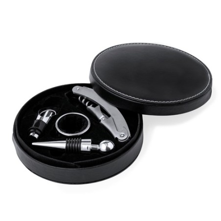 Coffret d'Accessoires à Vin Personnalisé Albion Matières : PU Couleurs : noir impression haute définition