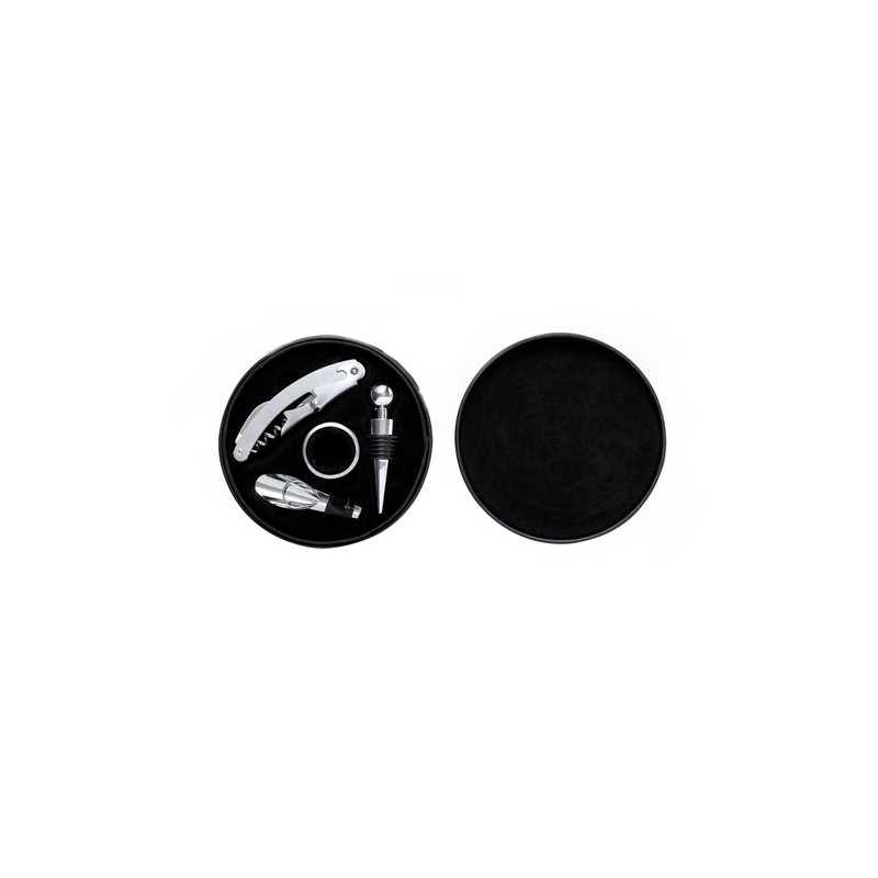 Coffret d'Accessoires à Vin Personnalisé Albion Matières : PU Couleurs : noir marquage laser ultra précis