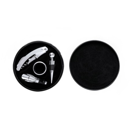 Coffret d'Accessoires à Vin Personnalisé Albion Matières : PU Couleurs : noir marquage laser ultra précis