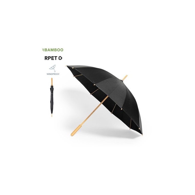 Parapluie Éco-responsable Chic Personnalisé pas cher - Gotley Matières : PET recyclé Couleurs : noir personnalisable avec votre 