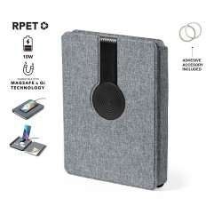 Bloc Notes Multifonction Éco-responsable avec Chargeur et Papeterie Morrison Matières : PET recyclé Couleurs : gris 2