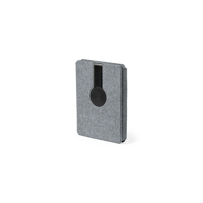 Bloc Notes Multifonction Éco-responsable avec Chargeur et Papeterie Morrison Matières : PET recyclé Couleurs : gris objet promot