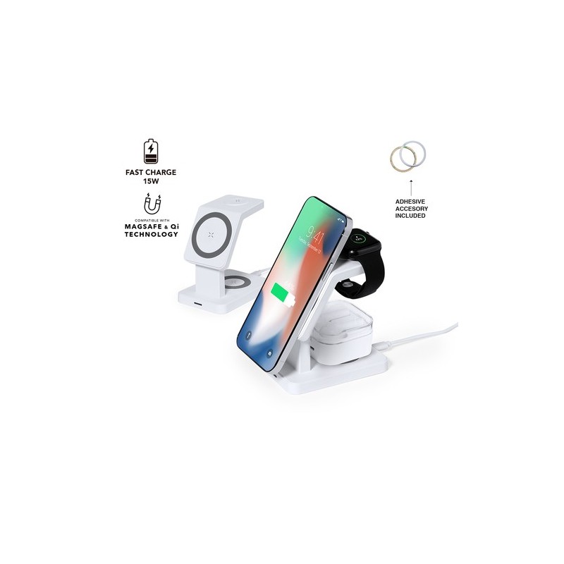 Chargeur sans fil personnalisé 15W - Krastop Couleurs : blanc personnalisable avec votre logo