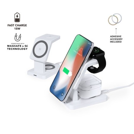 Chargeur sans fil personnalisé 15W - Krastop Couleurs : blanc personnalisable avec votre logo