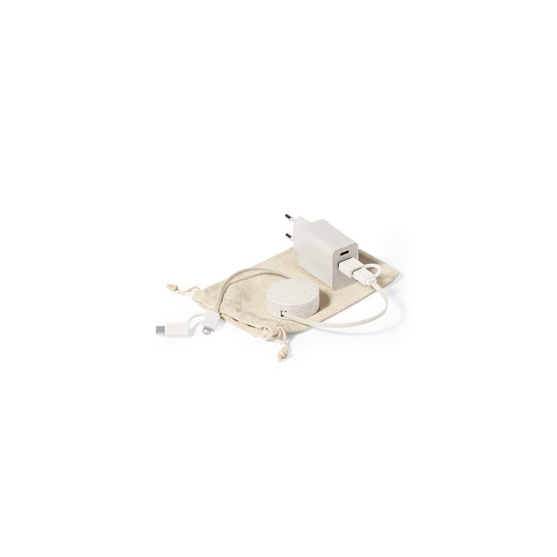 Set de Chargeurs Éco-responsables Personnalisés USB Pylot Matières : ABS Couleurs : naturel