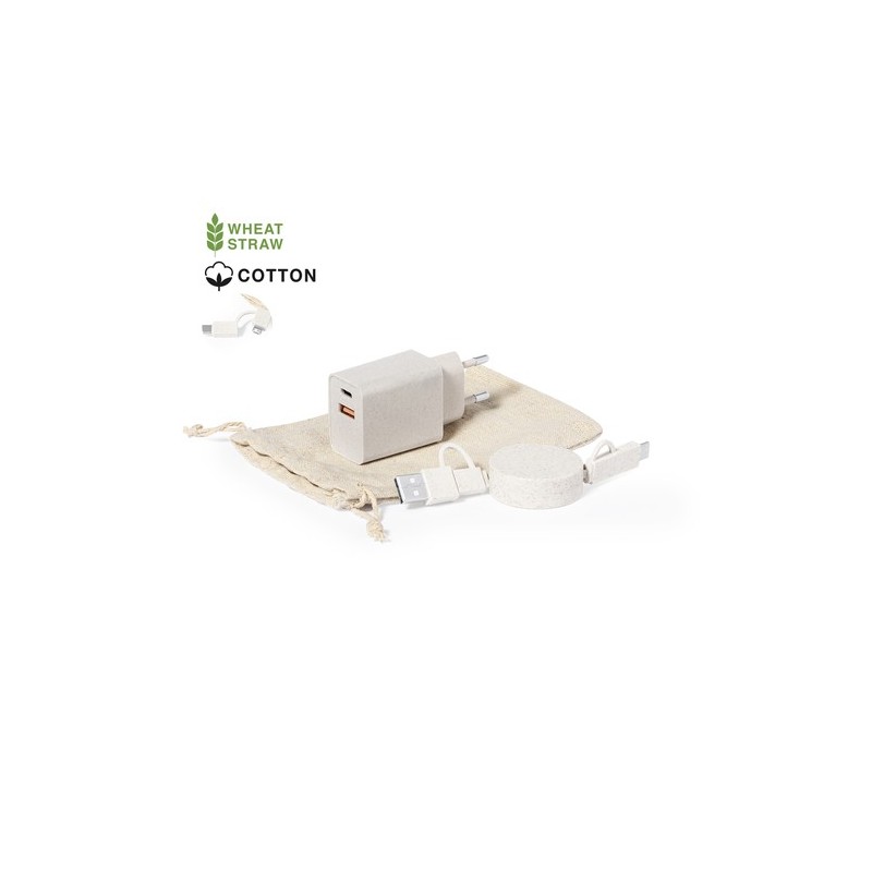 Set de Chargeurs Éco-responsables Personnalisés USB Pylot Matières : ABS Couleurs : naturel personnalisable avec votre logo