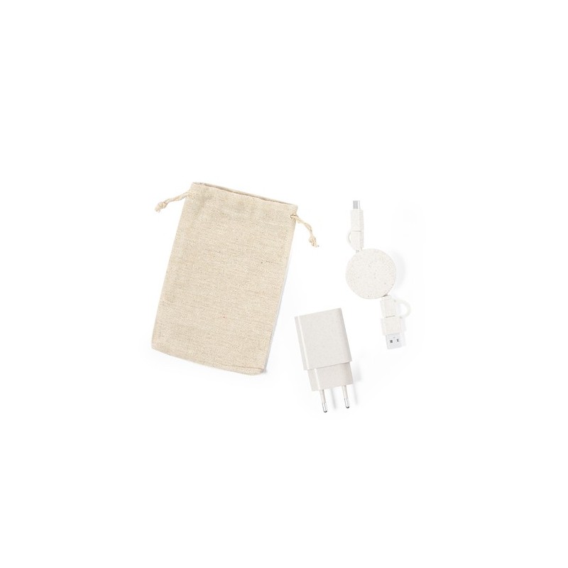 Set de Chargeurs Éco-responsables Personnalisés USB Pylot Matières : ABS Couleurs : naturel impression haute définition
