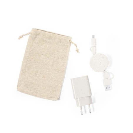 Set de Chargeurs Éco-responsables Personnalisés USB Pylot Matières : ABS Couleurs : naturel impression haute définition