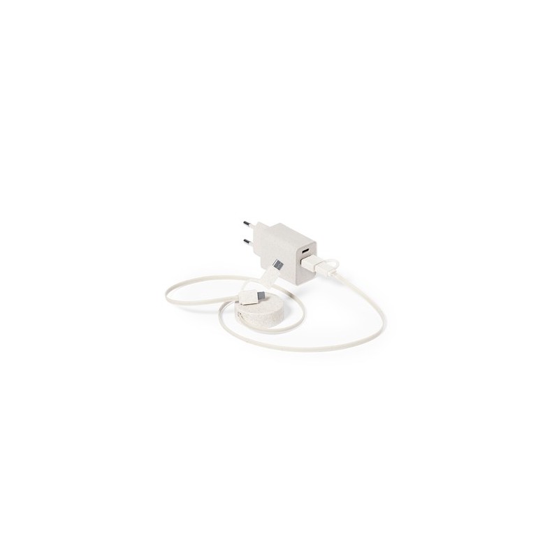 Set de Chargeurs Éco-responsables Personnalisés USB Pylot Matières : ABS Couleurs : naturel marquage laser ultra précis