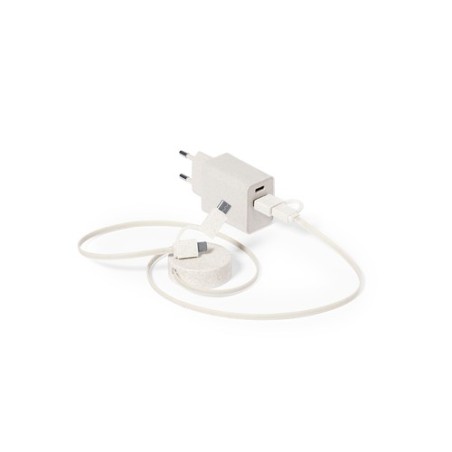 Set de Chargeurs Éco-responsables Personnalisés USB Pylot Matières : ABS Couleurs : naturel marquage laser ultra précis