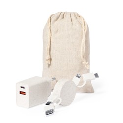 Set de Chargeurs Éco-responsables Personnalisés USB Pylot Matières : ABS Couleurs : naturel livraison express 24h 48h