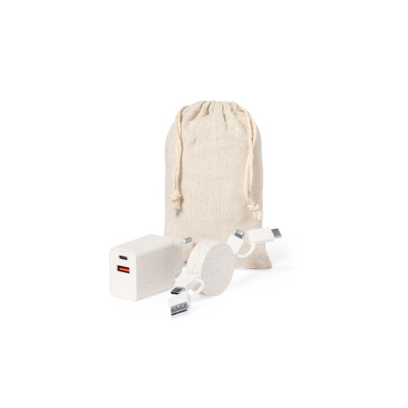 Set de Chargeurs Éco-responsables Personnalisés USB Pylot Matières : ABS Couleurs : naturel livraison express 24h 48h