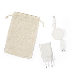 Set de Chargeurs Éco-responsables Personnalisés USB Pylot Matières : ABS Couleurs : naturel personnalisation rapide en France