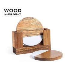Set Éco-responsable de Sous-Verres Personnalisés Derrol Matières : bois